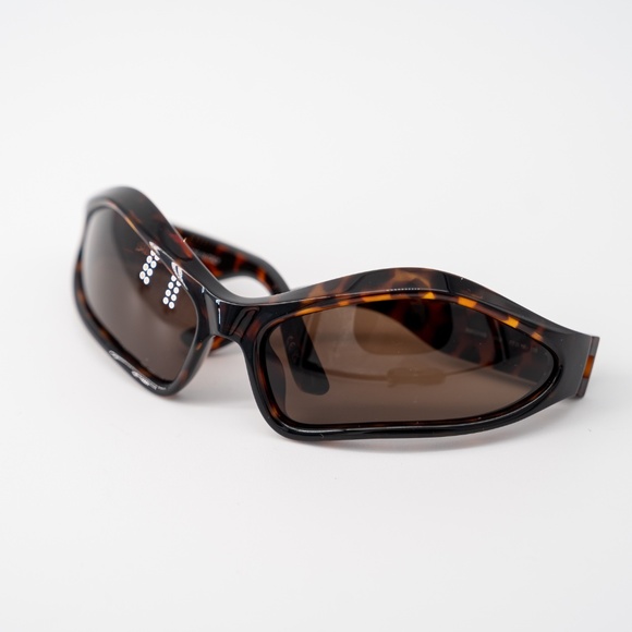 BALENCIAGA FENNEC Brown Angular Oval Sunglasses oversized frame - Picture 3 of 8